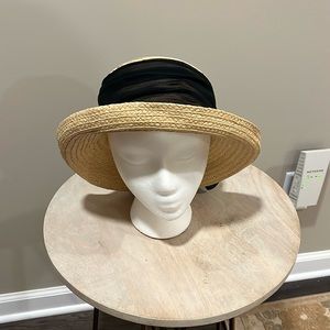 Straw Medium Brim Hat with Black Ribbon